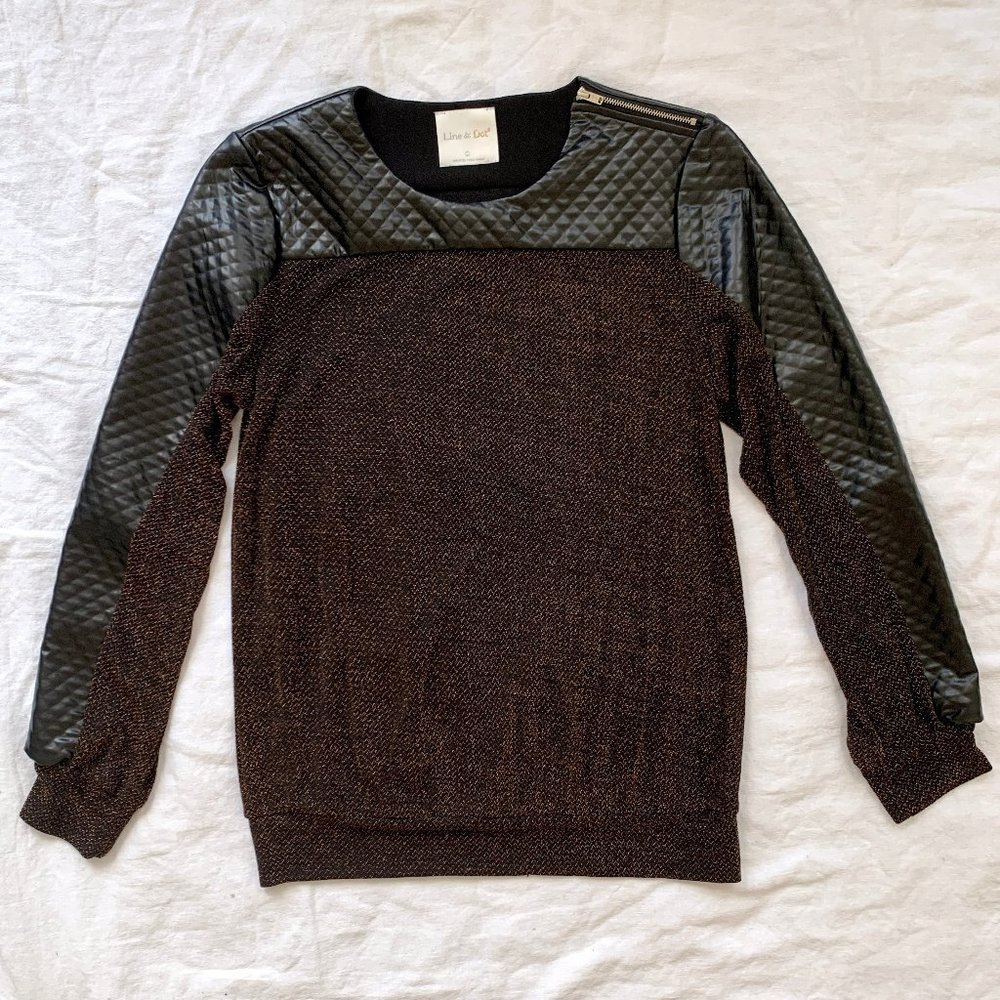 Copper + Black Sparkle Holiday Blouse